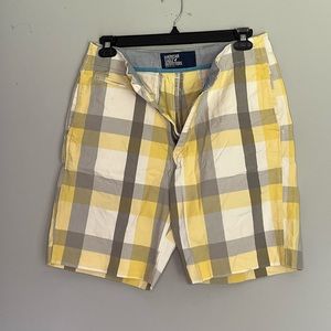 Yellow & Gray Plaid Shorts
